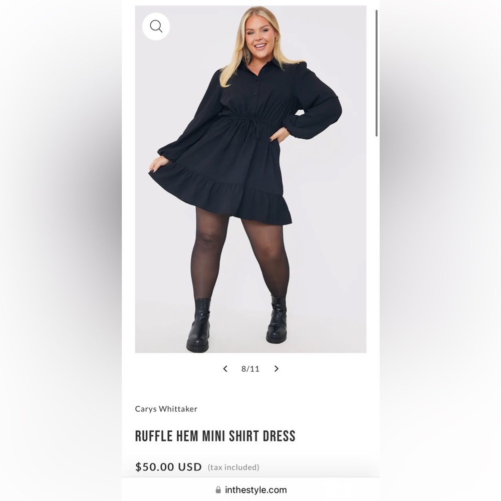 InTheStyle Ruffle Hem Mini Shirt Dress